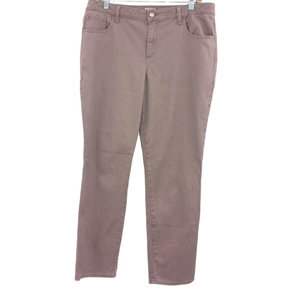LOGO by Lori Goldstein Pants - LOGO Lori Goldstein 5 Pocket Stretch Sateen Skinny Pants Purple High Rise 14